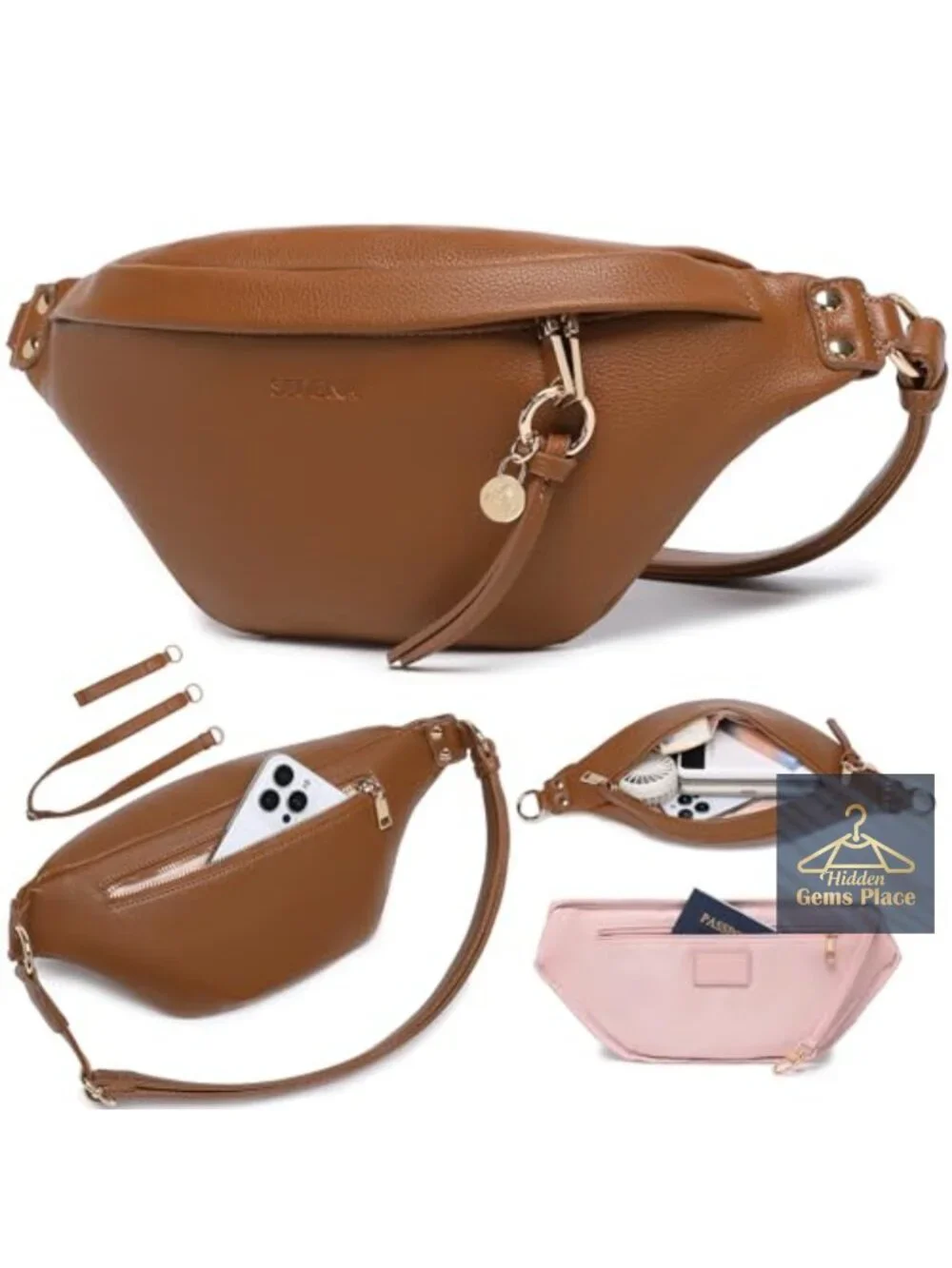 RFID Anti Theft Crossbody Bag with Adjustable Strap Vegan Leather Multiple